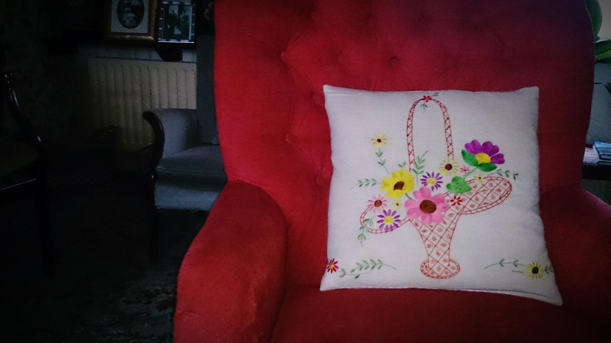 detailed threadwork on a cushion cover